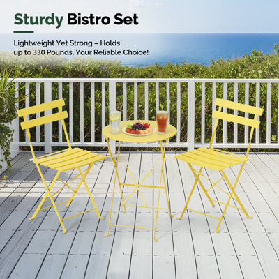 3-Piece Folding Bistro Set,Yellow