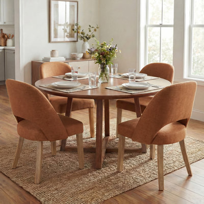 Engstrom  Upholstered Dining Chairs Set Of 4, Modern Dining Room Kitchen Side Chair With Padded Seat & Wood Legs, Orange