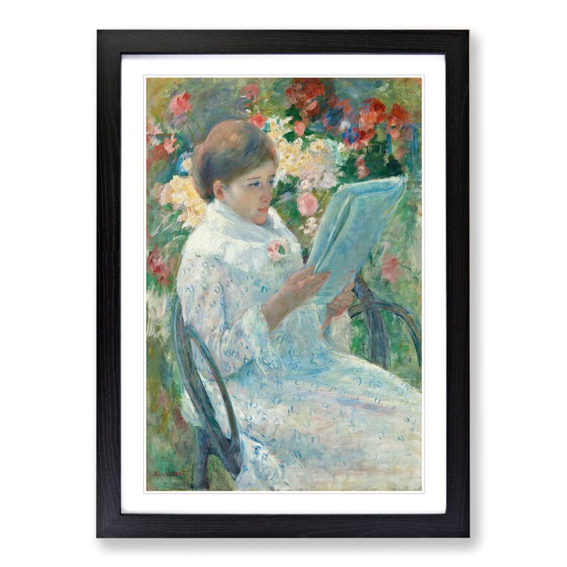 On a Balcony by Mary Cassatt - Picture Frame Painting, 65cm H x 48cm W x 2cm D, Black Framed