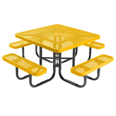 46In Square Picnic Table, Textured Yellow