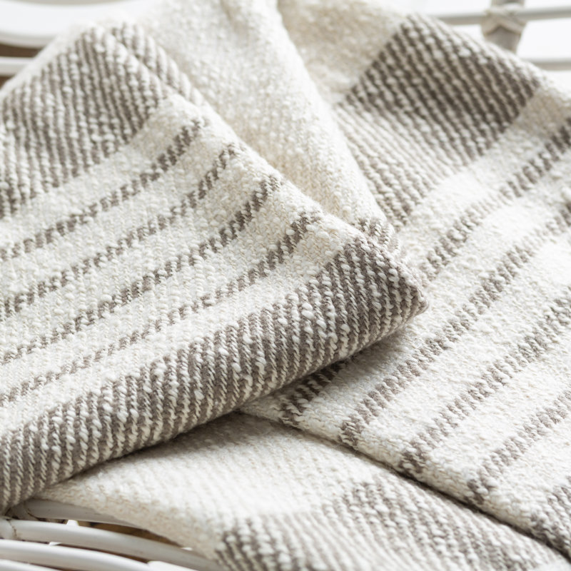 Sully Handmade Throw Blanket, Taupe/Cream