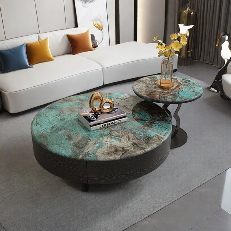 Table basse italienne ronde en pierre supercristalline