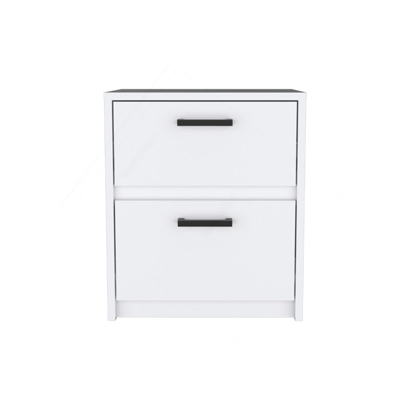 Trivor 2 Drawers Nightstand , End Table, Side Table Metal Handles -White, White