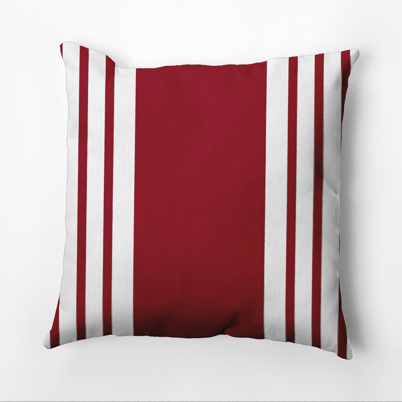 Big and Bold Stripe Reversible Square Throw Pillow, 16" H x 16" W x 6" D, Red