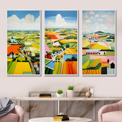 «De Stijl Farm Landscape - Countryside», ensemble de 4 reproductions d'art mural