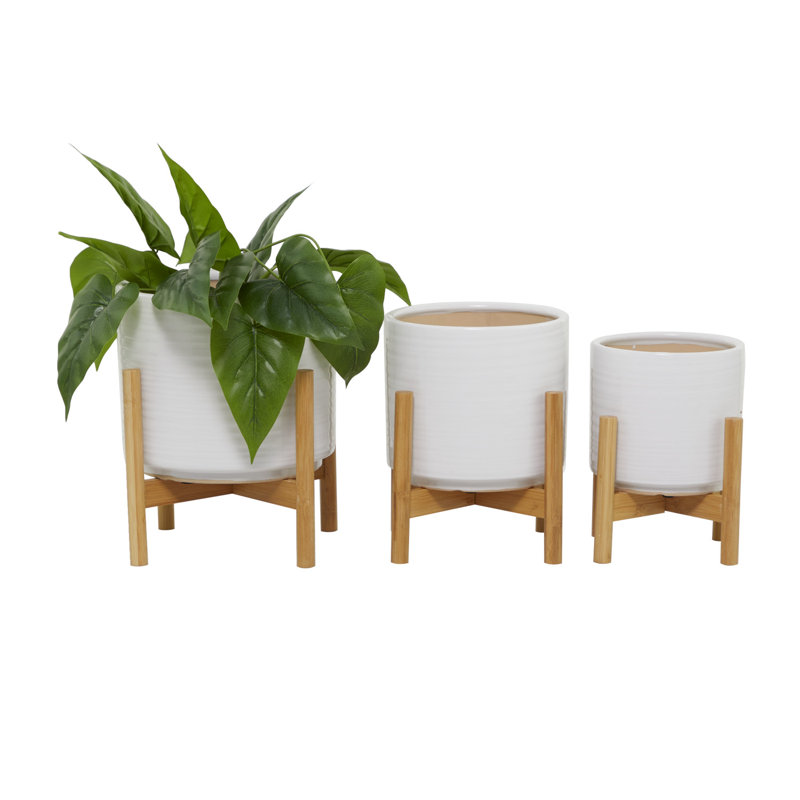 Ensemble de pots à fleurs en céramique 3 pièces Cole and Grey, Blanc