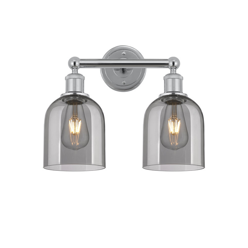 Edison Allysson 2 Light 15" Bath Vanity Light, Light Smoke, Polished Chrome