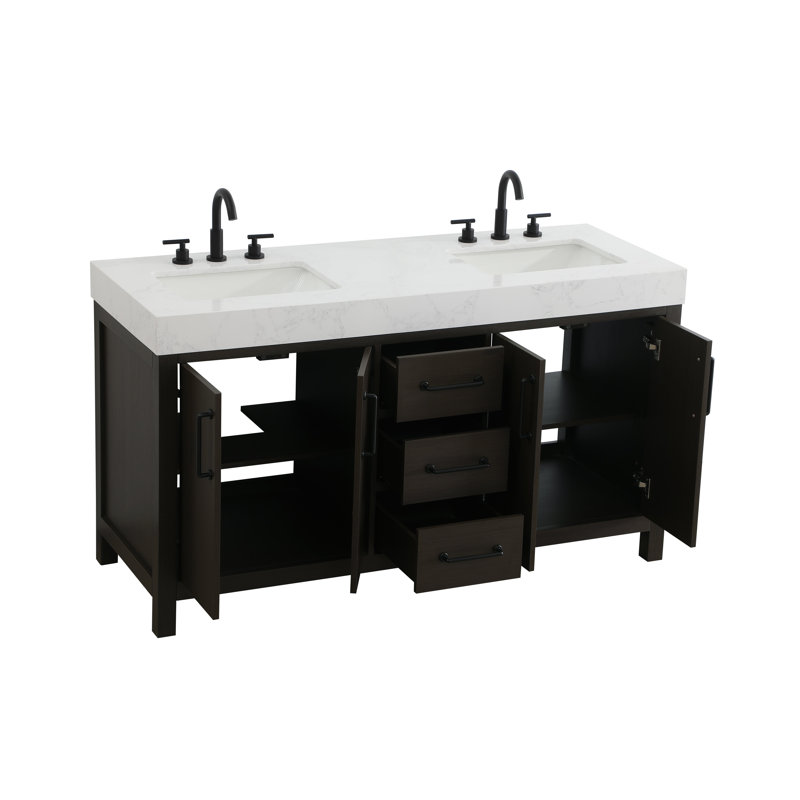 Meuble-lavabo double 60 po_Traditional_VF60660, Brun moka