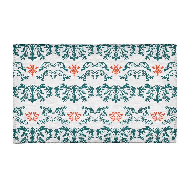 Tapis blanc / vert Damask, Rectangle 2 pi x 3 pi