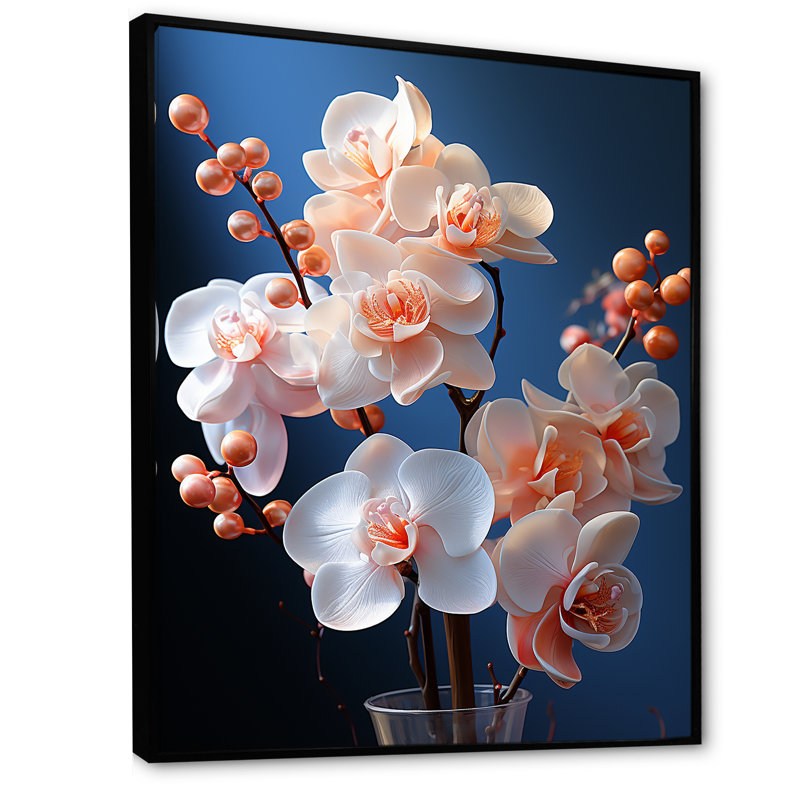 Magnifiques orchidées harmonieuses I, Cadre flottant noir, H 40 po x l 30 po x P 1,5 po