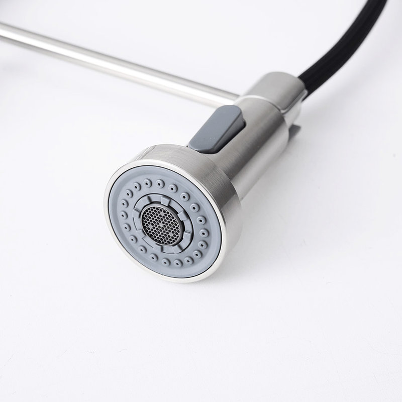 Robinet de cuisine à détecteur de mouvement à poignée simple, aspect nickel brossé, robinet principal en acier inoxydable
