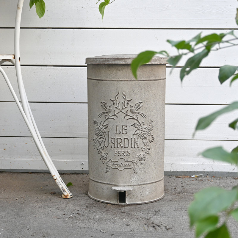 Poubelle vintage avec couvercle 4,5 gallons / 17 litres, Gris clair