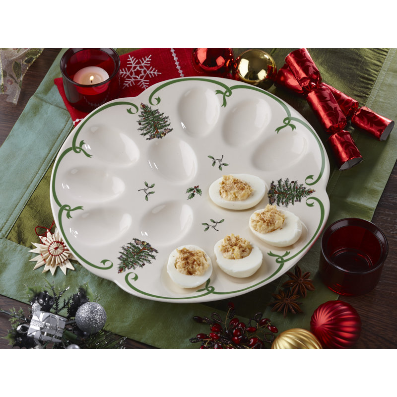 Spode Christmas Tree Devilled Egg Dish 13"