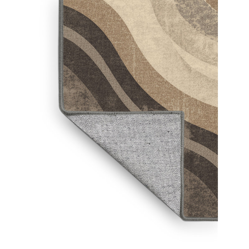 Machine Washable Paizlei Bali Rice Terraces Rustic Arc Rug in Gray – Gray Binding, 2x4
