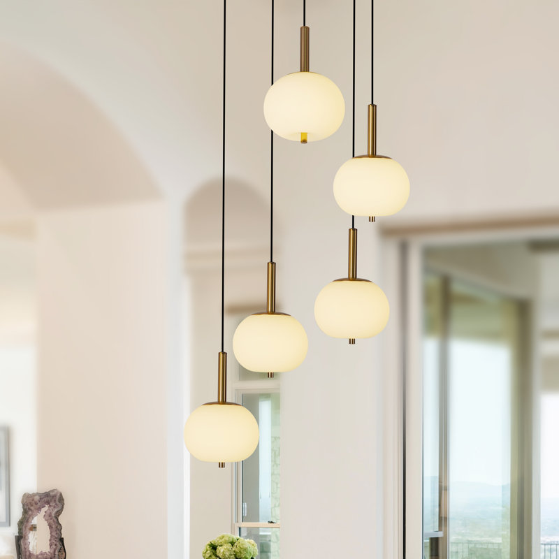 5-light Bubble Chandelier Brushed Brass Chandelier
