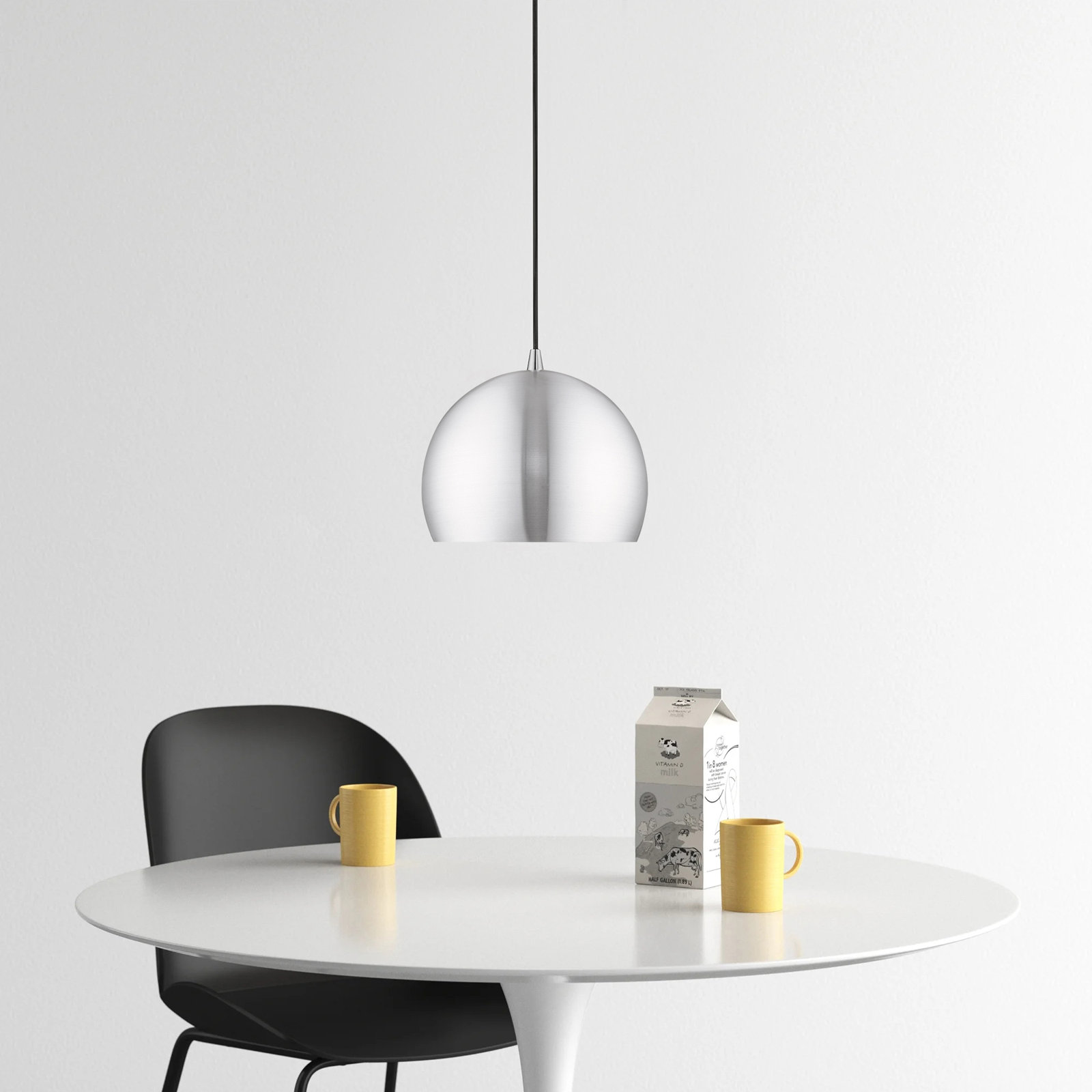 Schultz Dimmable Globe Single Light Pendant, Brushed Aluminum