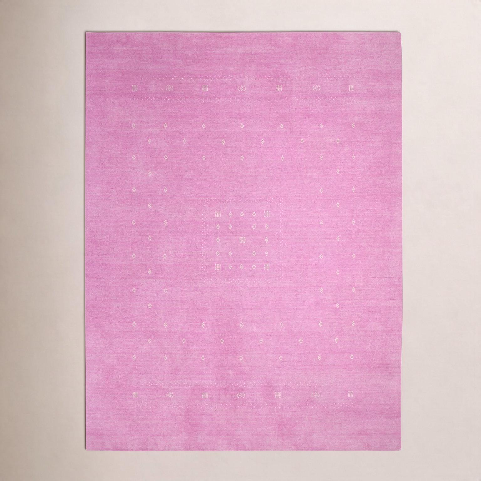 Simi Hand-Woven Geometric Cotton Wool Rug, Pink, Rectangle 4' x 6'