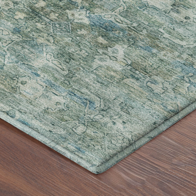 Premium Machine Washable Mayfield AMF2324 Ikat Rug, Teal, 8' x 10'