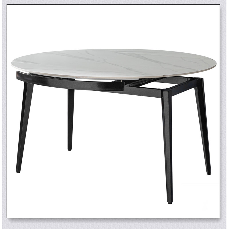 Table de salle à manger ronde en bois fritté extensible de 33,5 po à 51,2 po