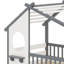 Lit superposé simple au-dessus de simple Alitta avec toit en bois, fenêtre et échelle-145791629