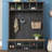 Farmhouse Hall Tree with 13 Compartments and Wide Bench (Black)-1860025516