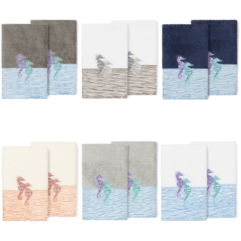 Sofia 100% Turkish Cotton Embellished Hand Towel, Midnight Blue