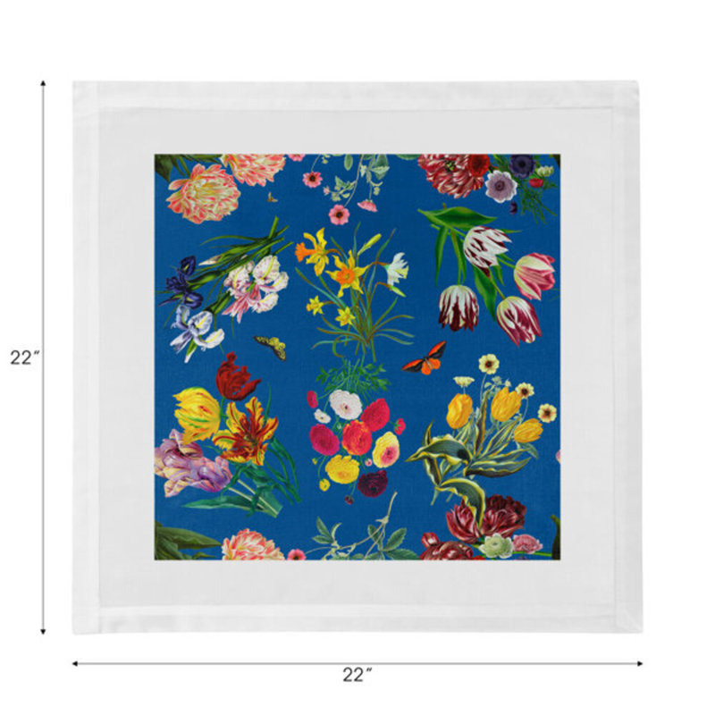 Serviettes de table en satin de coton Flora Fauna, Bleu
