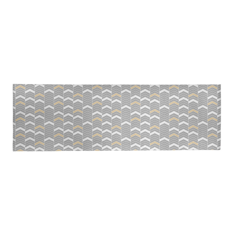 Tapis gris/jaune fait main, Tapis de couloir 2 pi x 8 pi
