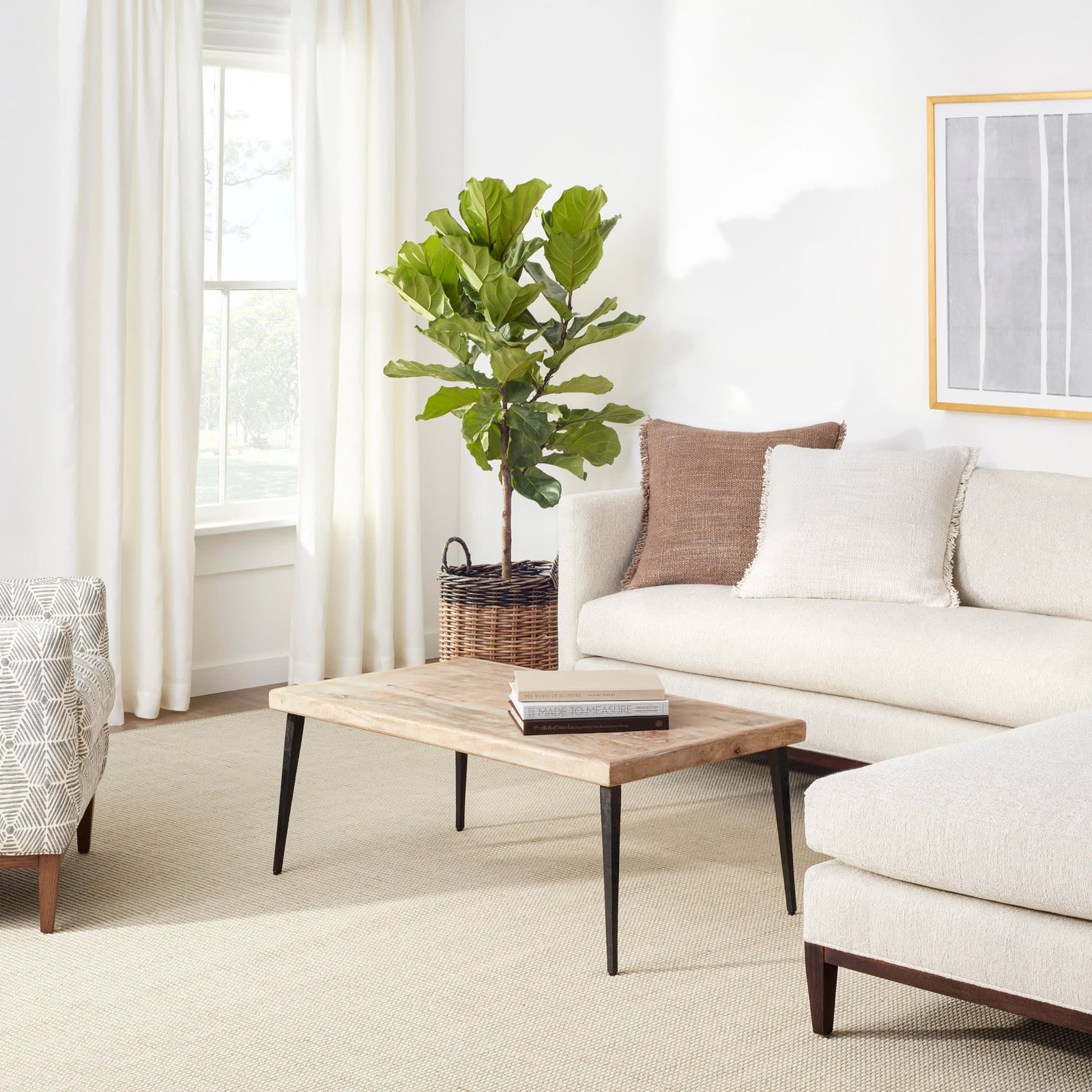 Pixel Woven Sisal/Wool Rug, Rectangle 2' x 3', Ivory/Wheat