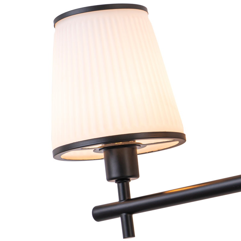 Applique murale à bras moderne à 3 lumières avec abat-jour en verre côtelé noir mat - l 22,24 po câblé avec lumière à intensité variable pour le couloir du salon