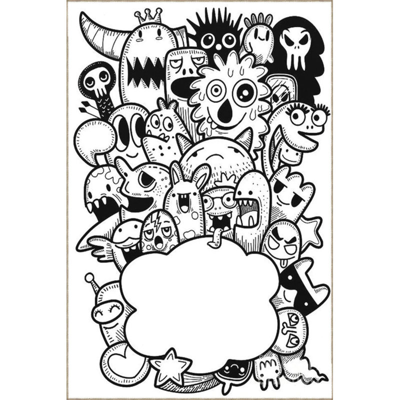 Cartoon Geometric Themed Patterned Woven Base Carpet And Washable Carpet, Rectangle 3'4" x 6'7"