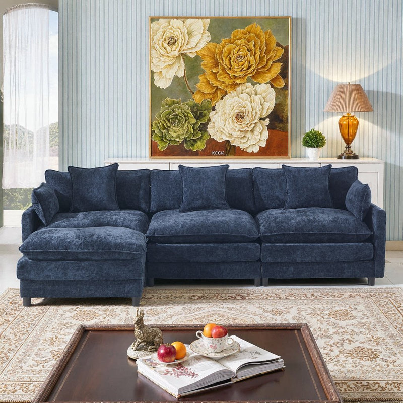 Upholstered 107.5'' Sofa, Blue
