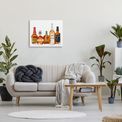 «Whiskey Bottles & Ice Cubes», art mural sur toile par Ziwei Li