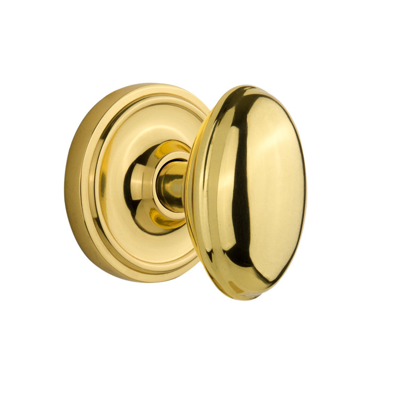 Classic Rosette with Homestead Door Knob, Polished Brass