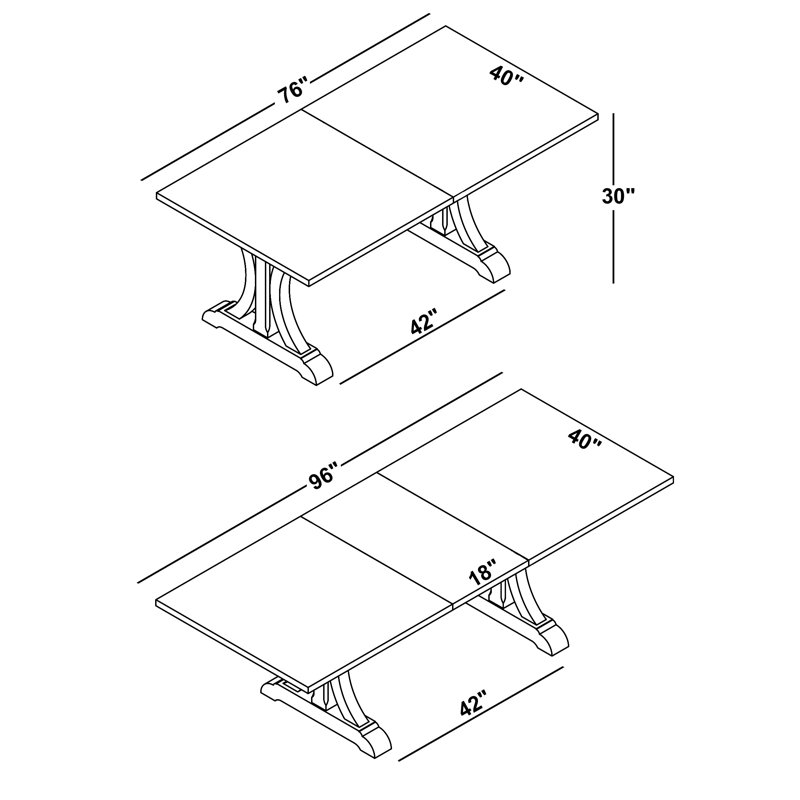 Aubina Extendable Rectangular with Solid Wood Base Dining Table