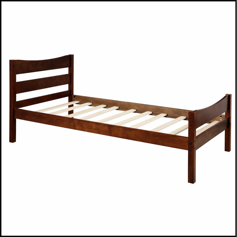 Lit plateforme en bois avec tête de lit, support en lattes de bois et finition naturelle élégante pour un sommeil confortable et élégant