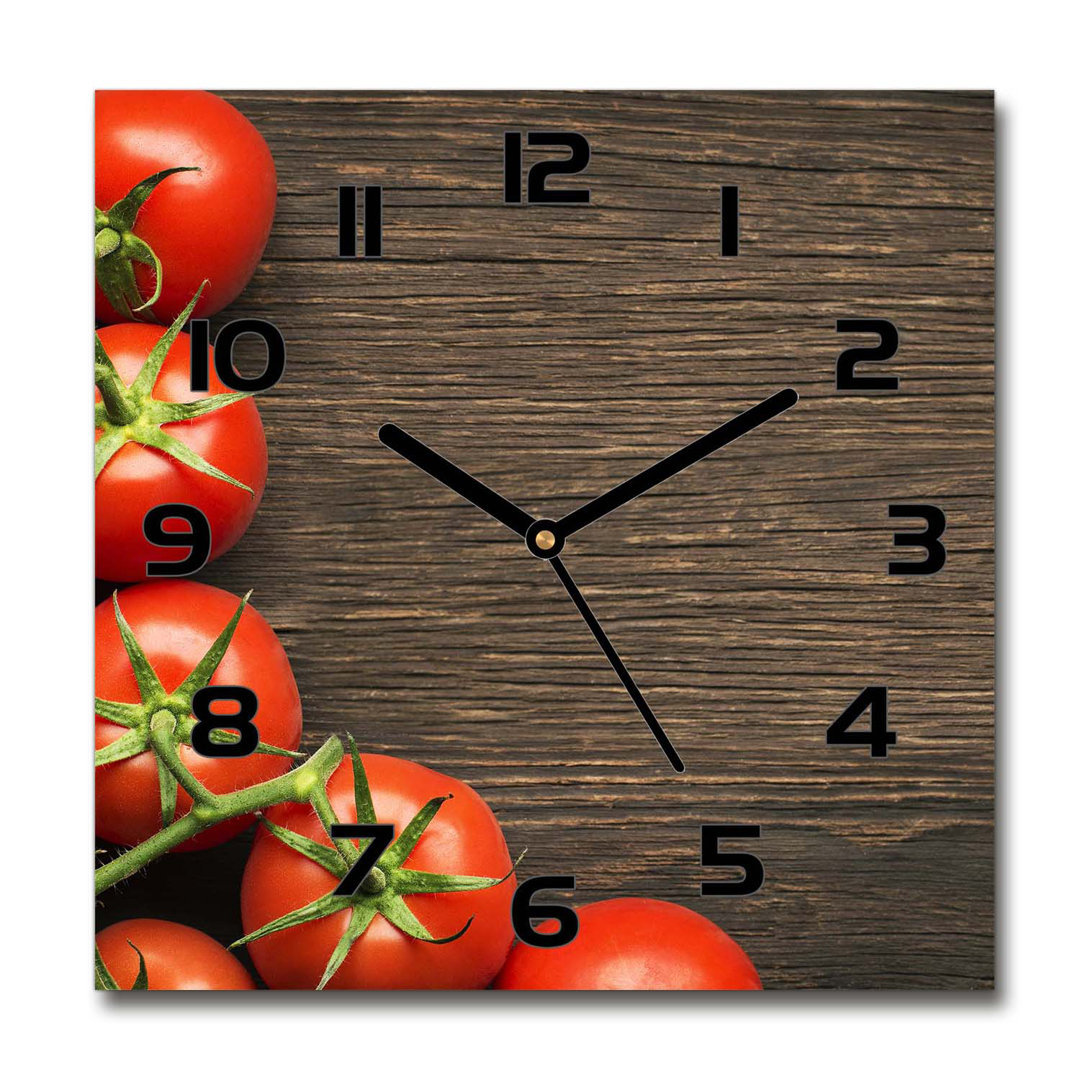 Analoge Wanduhr Joyse Tomaten auf Holz 60 cm Geräuschlos