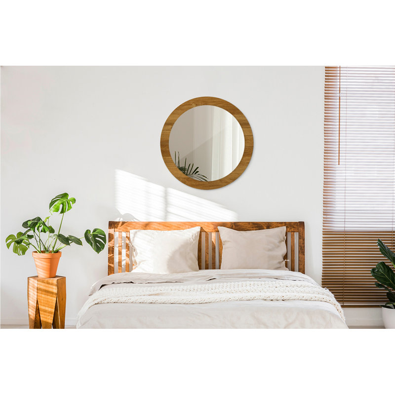 Huldar Glass Flat Wall Mirror, 70cm H x 70cm W, Brown