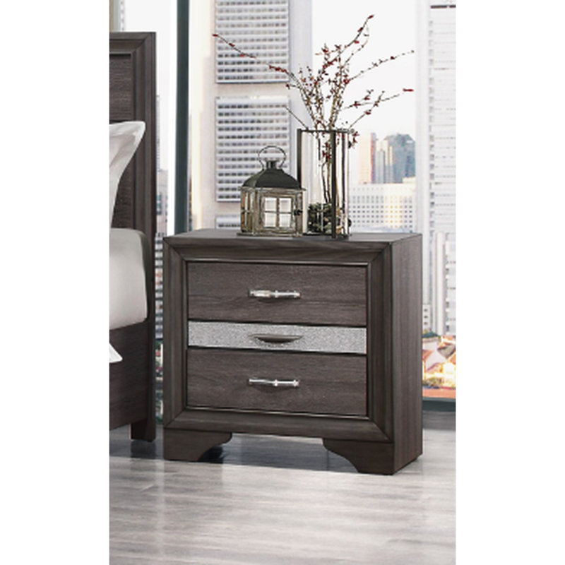 Modern Nightstand In Grey - 3 Spacious Drawers For Storage Gray With Expansive Style Decor Piece