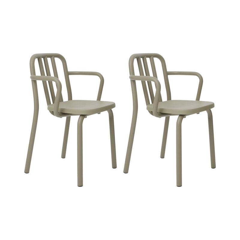 Inverleigh 47cm H Metal Slat Back Stacking Armchair, Olive Green