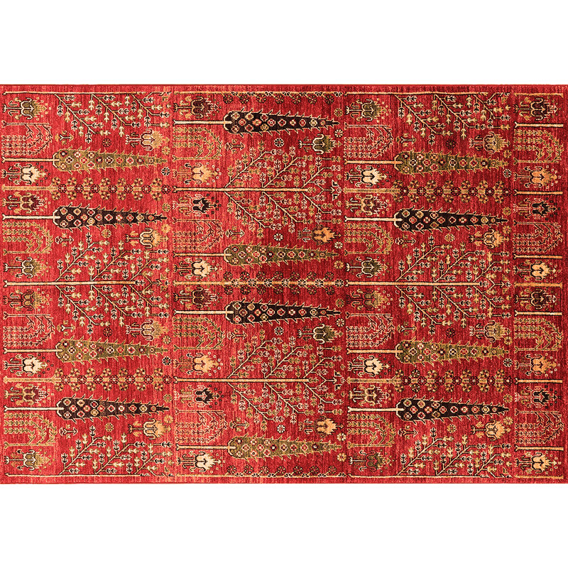 Meenaxi Southwestern Machine Woven Chenille/Polyester Area Rug in Red, Rectangle 5' x 8'