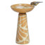 Bain d'oiseaux en verre peint 19,75 po H - brun clair et abstrait blanc-1356191638