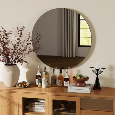 Miroir rond de 80 cm à fixation murale, matériaux, panneau de couleur rouille, pour des motifs esthétiques intérieurs faciles à installer, reflet clair, décor et fonction
