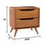Armoire de chevet en bois massif de style Mid-Century moderne avec 2 tiroirs et poignées de tiroir encastrées