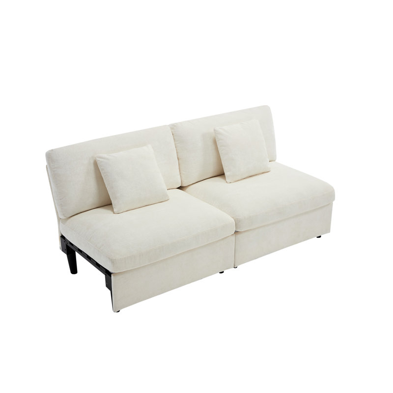 2 Piece 72.8'' Armless Modular Sofa, Beige