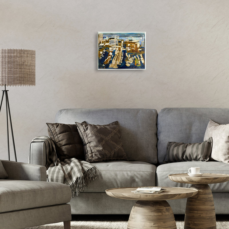 Plaque murale audacieuse, paysage urbain abstrait, design par Erin McGee Ferrell