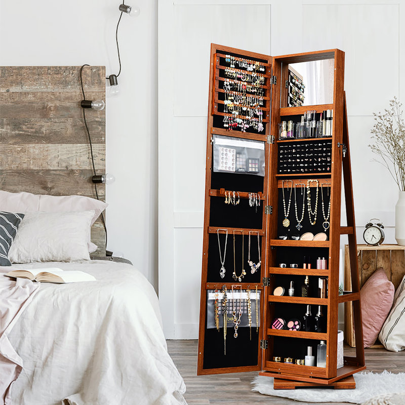 Darvone Freestanding Jewelry Armoire, Brown