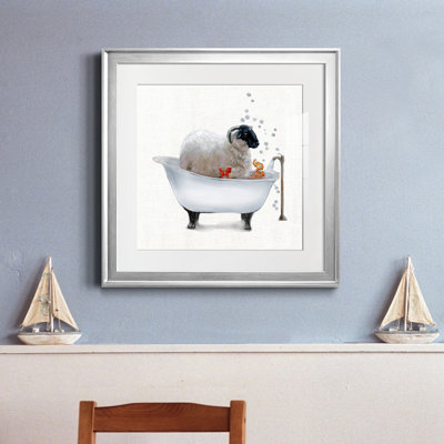 Farm Tub Sheep - Reproduction d'art sur papier encadrée