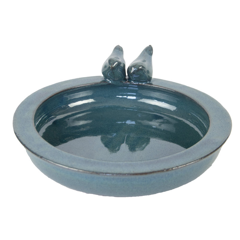 Spencer Ceramic Birdbath, Blue