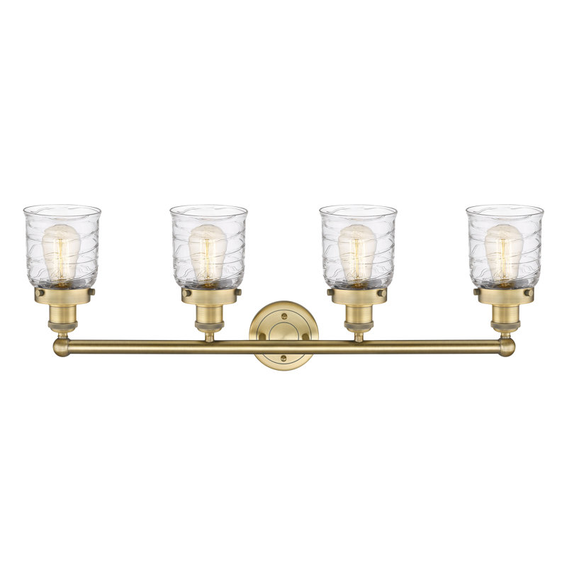 Asheton 4 - Light Dimmable Vanity Light, Clear Deco Swirl, Brushed Brass